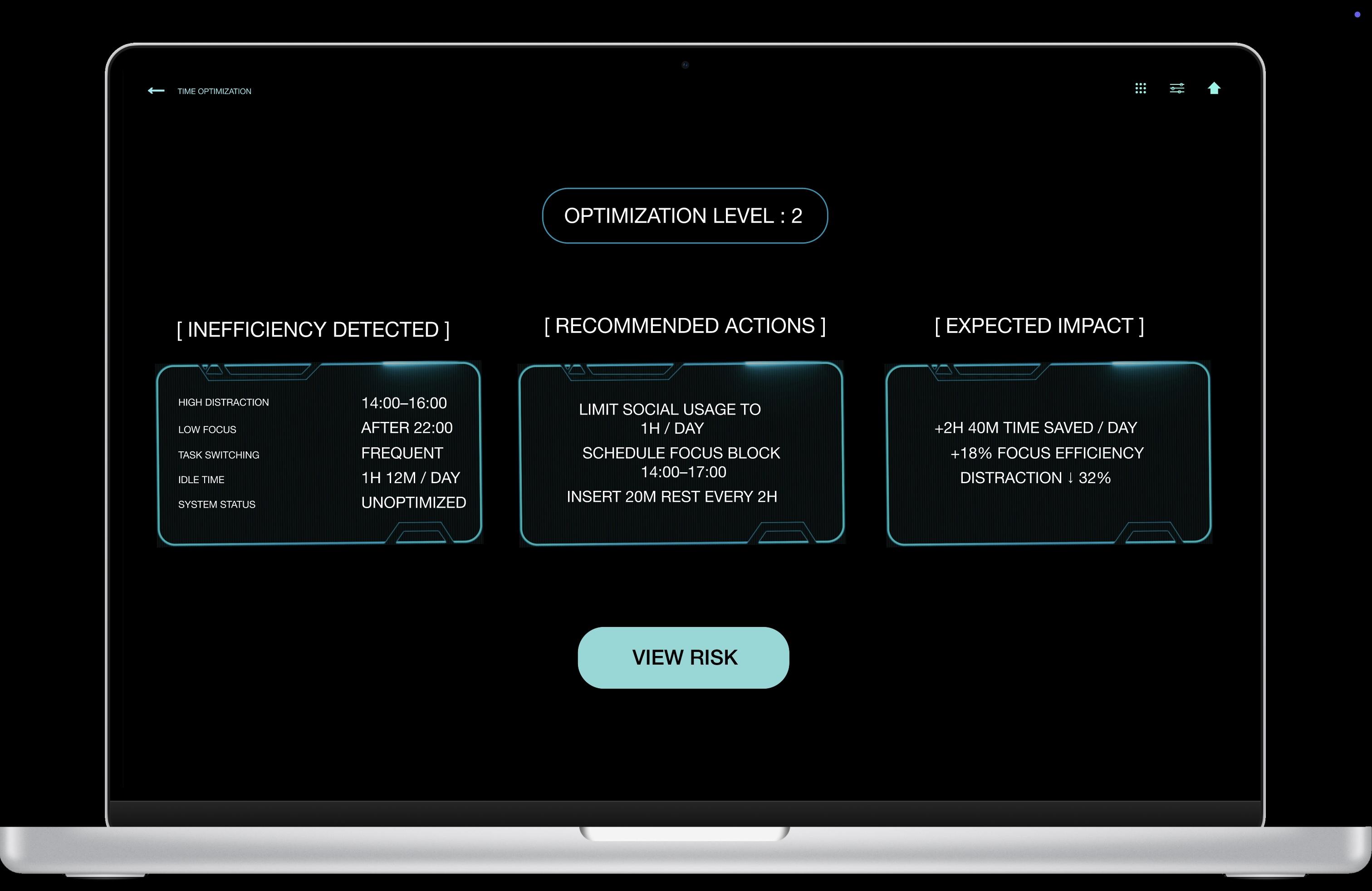 Morae time optimization interface